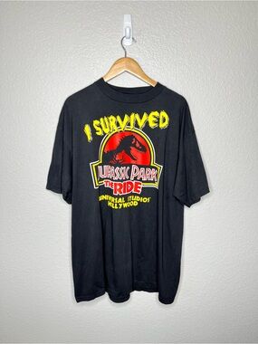 Vintage 1996 Jurassic Park Ride T Shirt Universal Studios Hollywood XXL‎ Black